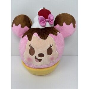 Disney Munchlings MINNIE MOUSE Strawberry Sundae Waffle Bowl 10" Pink Plush 2024